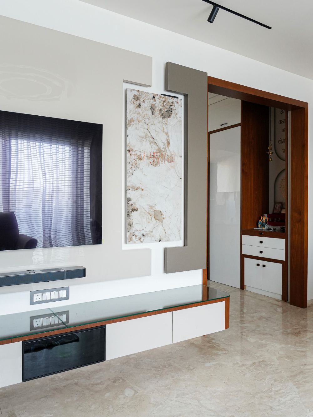Modern home interior with carefully selected furniture, lighting and premium finishes
